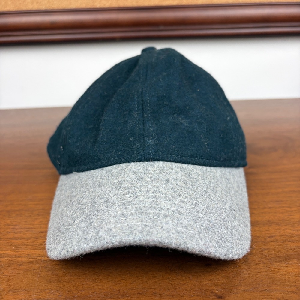 J Crew‎ Baseball Cap Mens One Size Two Tone Wool Blend Dark Green Grey Hat